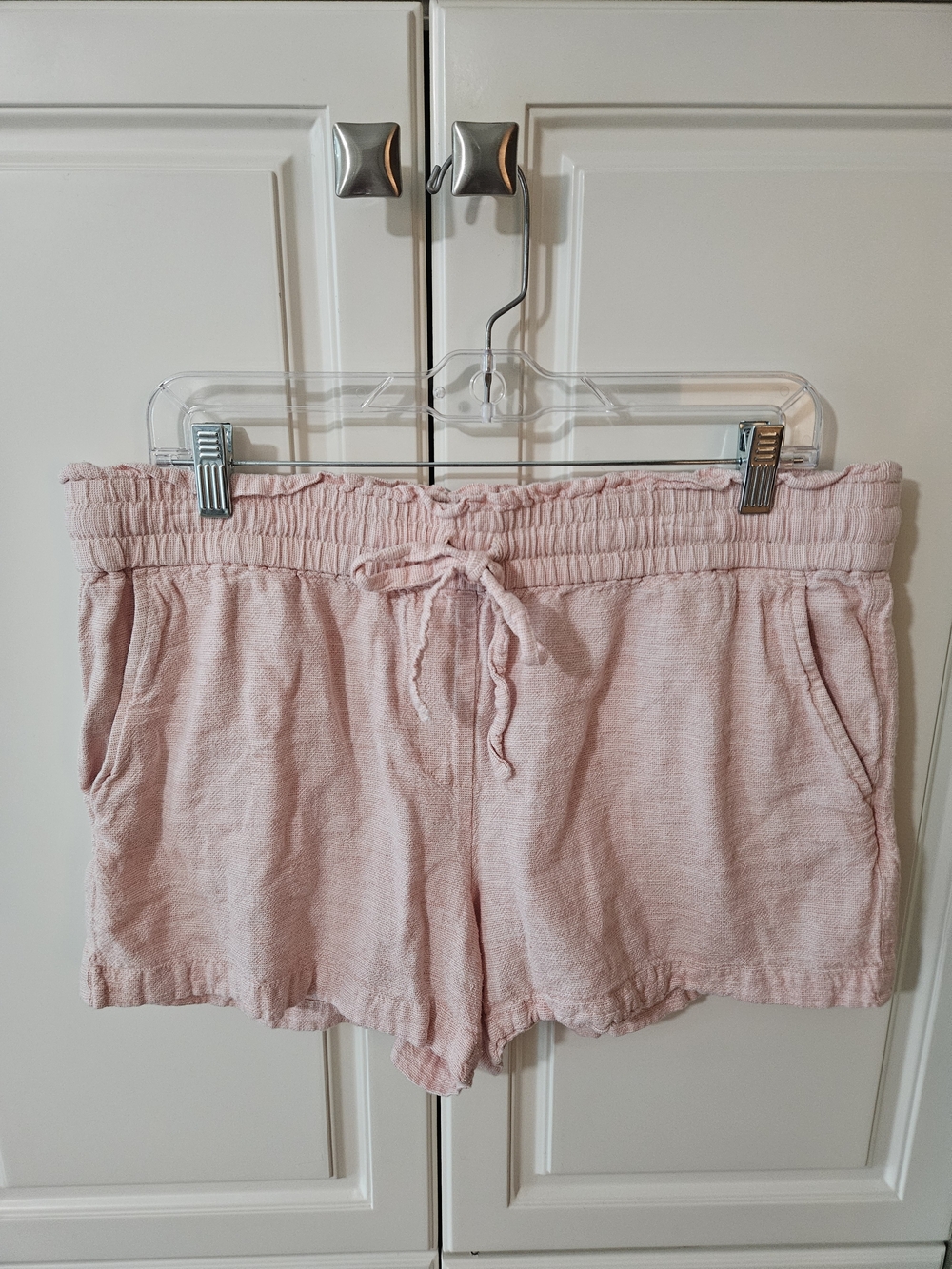 LOFT Linen Blend Blush Pink Paperbag Shorts Coastal Vacation Beach Poolside Boho
